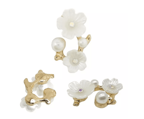 Aplique luxo metal e pérola flor - unidade