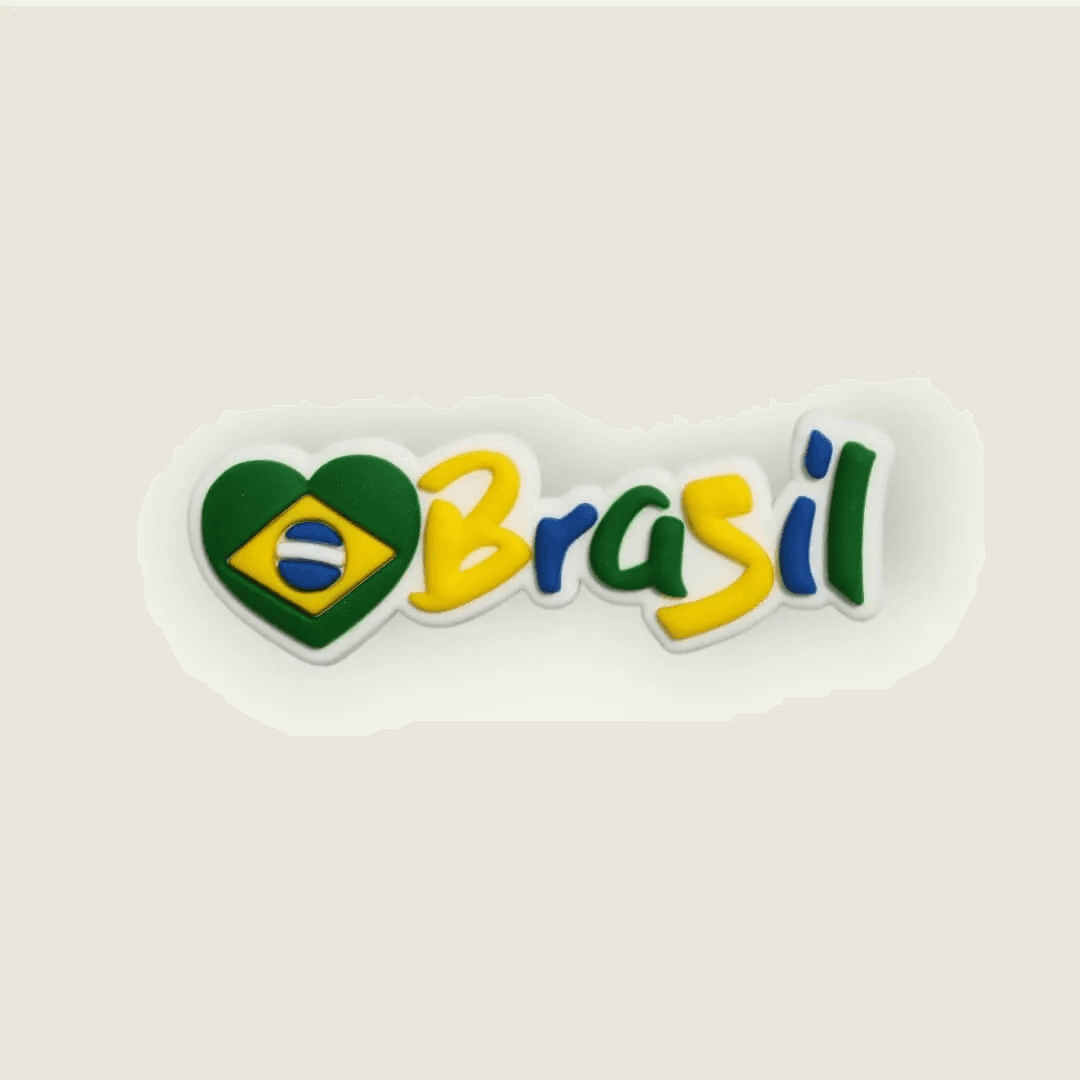 Aplique emborrachado Brasil + coração - unidade