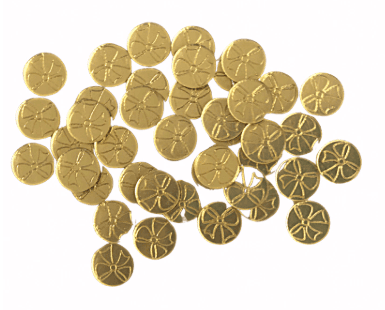 Tag Aplique Acrílico Dourado Redondo Lacinho 5mm- unidade